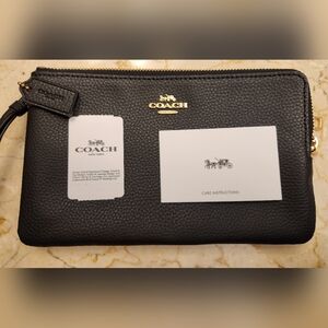 Coach Black Leather Wristlet